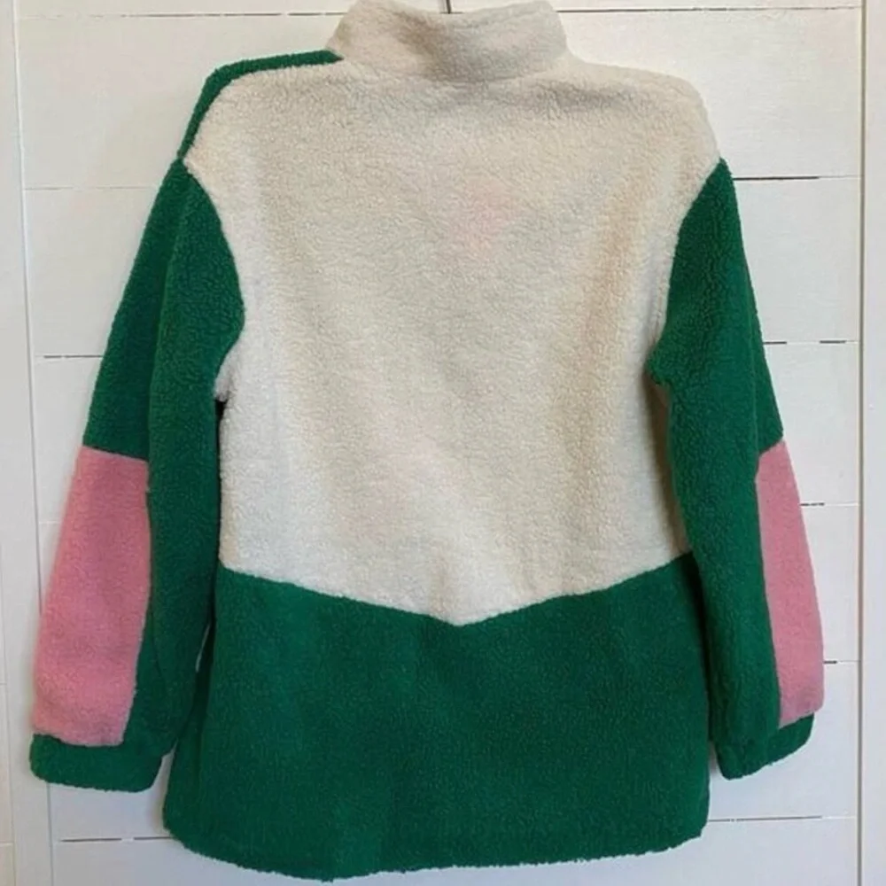 Cider Fleece Stand Collar Teddy ColorBlock Zip Front Jacket XS - Picture 6 of 8